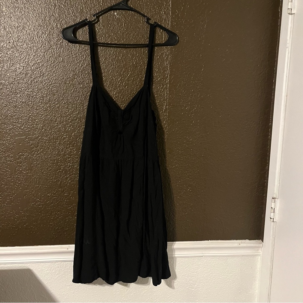 Black A-Line Baby Doll Style Mini Dress with Elastic on Top for Stretch, Size 2X
